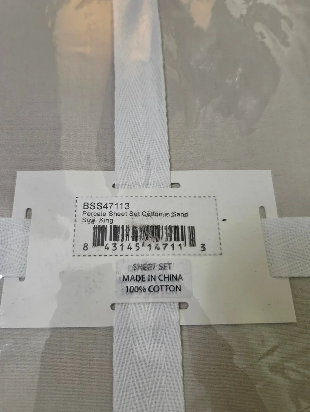 Spring+Mercer 100% Cotton Percale King Sheet Set Stone Beige Cottage Luxe
